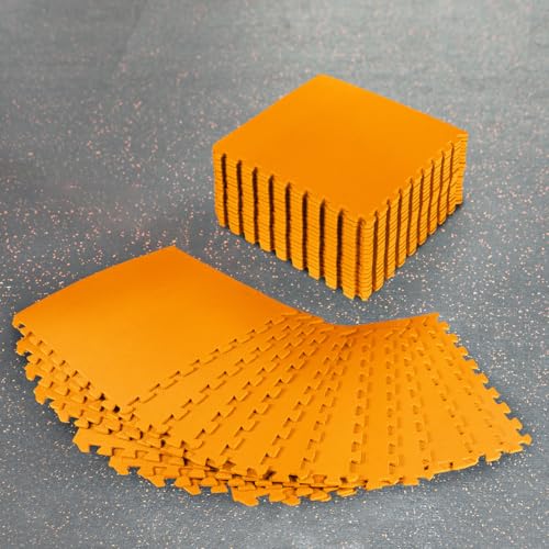 FORZA ineinandergreifende Boden-Gymnastikmatten │ 60cm² große Fliesen │ Eva-Schaumstoffpolsterung (Orange, 4 Packung) von FORZA