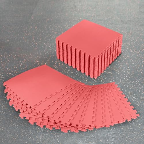 FORZA ineinandergreifende Boden-Gymnastikmatten │ 60cm² große Fliesen │ Eva-Schaumstoffpolsterung (Rot, 12 Packung) von FORZA