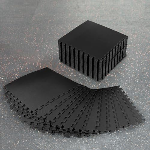 FORZA ineinandergreifende Boden-Gymnastikmatten │ 60cm² große Fliesen │ Eva-Schaumstoffpolsterung (Schwarz, 8 Packung) von FORZA