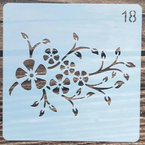 Wiederverwendbare Schablonen, 13 x 13 cm, Blumen-Rosen-Schablone zum Malen auf Holz, Möbel, Boden, Dekoration, Heimwerkerbedarf, Stil 3 von FOSANGNANTU
