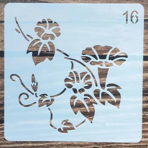 Wiederverwendbare Schablonen, 13 x 13 cm, Blumenschablone zum Malen auf Holz, Möbel, Boden, Dekoration, Heimwerkerbedarf, Stil 4 Wiederverwendbare Schablonen, 13 x 13 cm, Blumenschablone zum Malen auf Holz, Möbel, Boden, Dekoration, Heimwerkerbedarf, Stil 4 von FOSANGNANTU