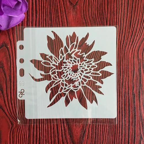 Wiederverwendbare Schablonen, 13 x 13 cm, Rosenblüte, Schablone zum Malen auf Holz, Möbel, Boden, Dekoration, Heimwerkerbedarf, Stil 3 von FOSANGNANTU