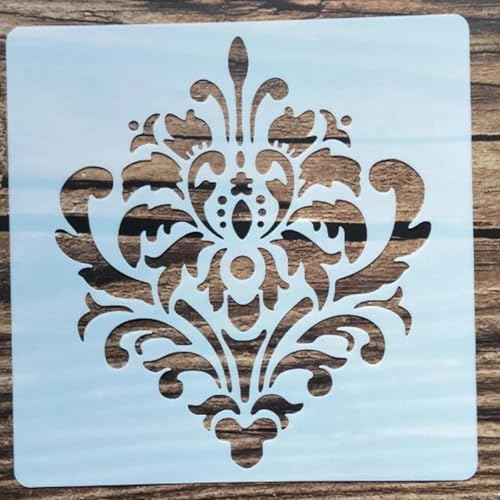 Wiederverwendbare Schablonen, 15 x 15 cm, Blumen-Flügel-Schablone zum Malen auf Holz, Möbel, Boden, Dekoration, Heimwerkerbedarf, Stil 5 von FOSANGNANTU