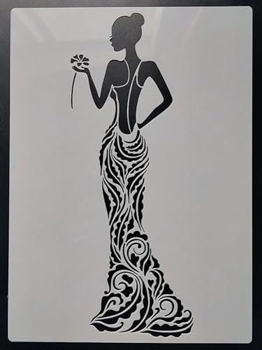 Wiederverwendbare Schablonen, 21 x 29 cm, Engelsgöttin, Schablone zum Malen auf Holz, Möbel, Boden, Dekoration, Heimwerkerbedarf, Stil 8 von FOSANGNANTU