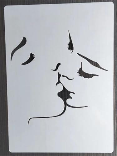 Wiederverwendbare Schablonen, 21 x 29 cm, Kiss Beauties, Schablone zum Malen auf Holz, Möbel, Boden, Dekoration, Heimwerkerbedarf, Stil 1 von FOSANGNANTU