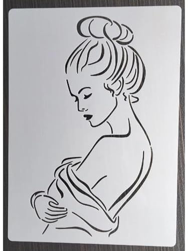 Wiederverwendbare Schablonen, 21 x 29 cm, Motiv: Frau und Schmetterling, Schablone zum Malen auf Holz, Möbel, Boden, Dekoration, Heimwerkerbedarf, Stil 2 von FOSANGNANTU