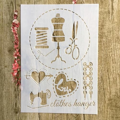 Wiederverwendbare Schablonen, 29 x 21 cm, Buchstaben-Blumen-Schablone zum Malen auf Holz, Möbel, Boden, Dekoration, Heimwerkerbedarf, Stil 11 von FOSANGNANTU