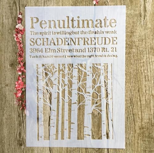 Wiederverwendbare Schablonen, 29 x 21 cm, Buchstaben-Blumen-Schablone zum Malen auf Holz, Möbel, Boden, Dekoration, Heimwerkerbedarf, Stil 8 von FOSANGNANTU