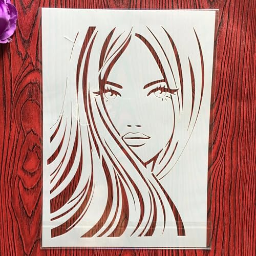 Wiederverwendbare Schablonen, A4, 29 x 21 cm, Beauty Girl, Schablone zum Malen auf Holz, Möbel, Boden, Dekoration, DIY-Zubehör von FOSANGNANTU