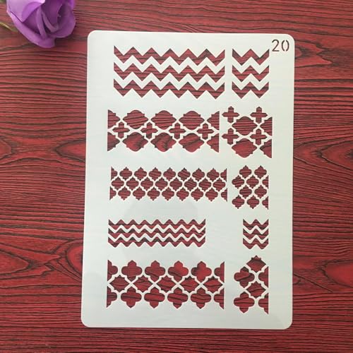 Wiederverwendbare Schablonen, A4, 29 x 21 cm, Blumen-Blatt-Symbol-Schablone zum Malen auf Holz, Möbel, Boden, Dekoration, DIY-Zubehör, Stil 8 von FOSANGNANTU