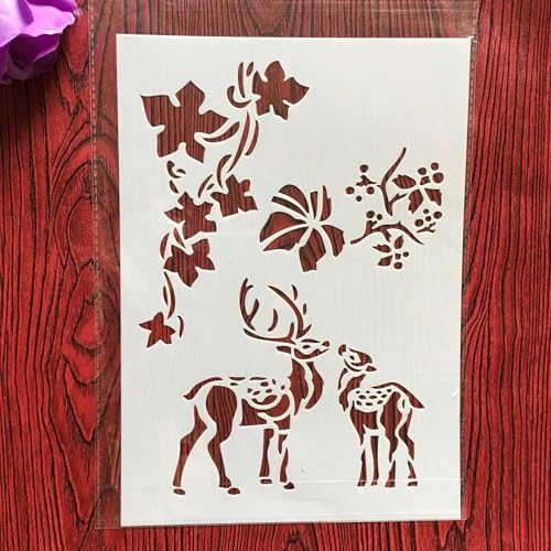 Wiederverwendbare Schablonen, A4, 29 x 21 cm, Hirsch-Liebe, Schablone zum Malen auf Holz, Möbel, Boden, Dekoration, DIY-Zubehör Wiederverwendbare Schablonen, A4, 29 x 21 cm, Hirsch-Liebe, Schablone zum Malen auf Holz, Möbel, Boden, Dekoration, DIY-Zubehör von FOSANGNANTU