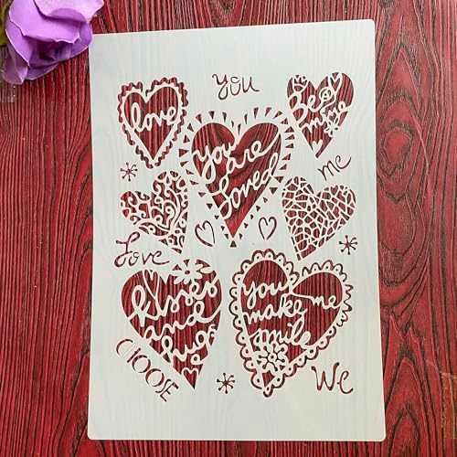 Wiederverwendbare Schablonen, A4, 29 x 21 cm, Liebesschablone zum Malen auf Holz, Möbel, Boden, Dekoration, DIY-Zubehör Wiederverwendbare Schablonen, A4, 29 x 21 cm, Liebesschablone zum Malen auf Holz, Möbel, Boden, Dekoration, DIY-Zubehör von FOSANGNANTU