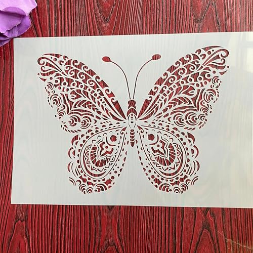 Wiederverwendbare Schablonen, A4, 29 x 21 cm, Schablone zum Malen auf Holz, Möbel, Boden, Dekoration, Bastelbedarf, Tier-Schmetterling von FOSANGNANTU