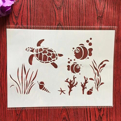 Wiederverwendbare Schablonen, A4, 29 x 21 cm, Schildkröten-Goldfisch-Schablone zum Malen auf Holz, Möbel, Boden, Dekoration, DIY-Zubehör Wiederverwendbare Schablonen, A4, 29 x 21 cm, Schildkröten-Goldfisch-Schablone zum Malen auf Holz, Möbel, Boden, Dekoration, DIY-Zubehör von FOSANGNANTU
