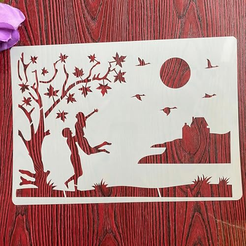 Wiederverwendbare Schablonen, A4, 29 x 21 cm, romantische Liebhaber-Schablone zum Malen auf Holz, Möbel, Boden, Dekoration, DIYzubehör, Muster A von FOSANGNANTU