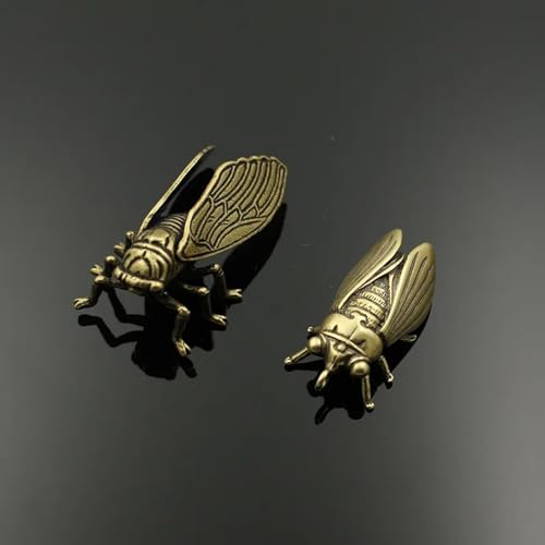 FOSANGPUSHI Messing-Statuen für Heimdekoration, 2 Stück, 4 x 3 cm, Messing-Zikade, Tischdekoration, kleine Ornamente, Dekoration, Miniatur, machen einen riesigen Spritzer, Auto-Innendekoration, von FOSANGPUSHI