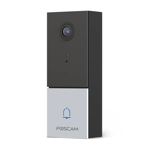 Foscam Türklingel mit Kamera 2K Video Türklingel, 2,4 GHz/5 GHz WLAN-Türklingelkamera, Bewegungs- und Gesichtserkennung, Türklingel mit Nachtsicht, IP65, 2-Wege-Audio, intelligente Türklingel von Foscam