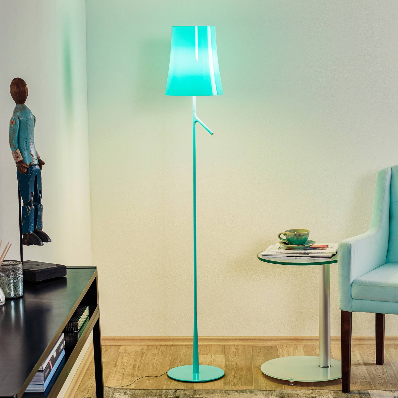 Foscarini Birdie LED Lettura Stehleuchte aquamarin von Foscarini