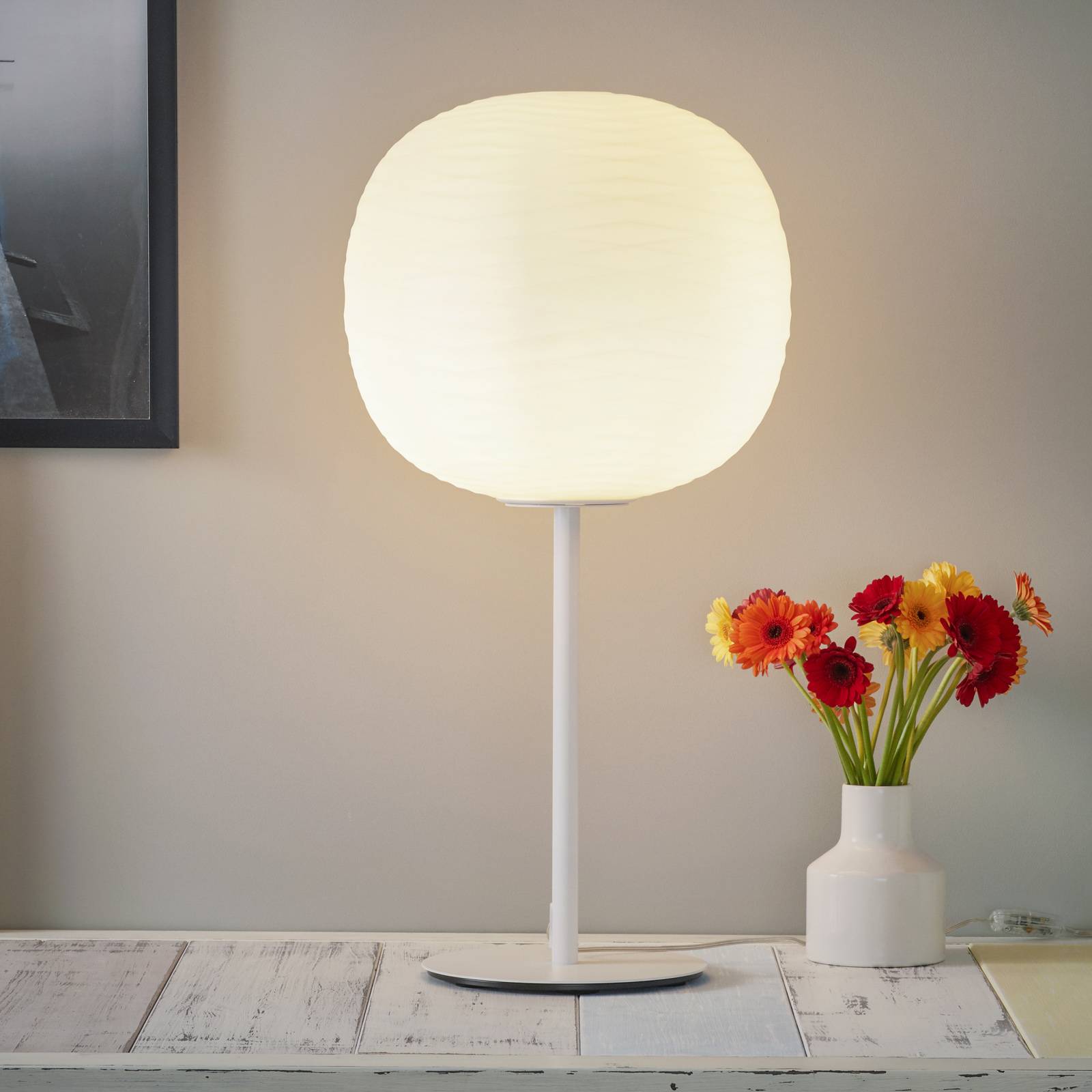 Foscarini Gem tavolo alta Tischleuchte, weiß von Foscarini