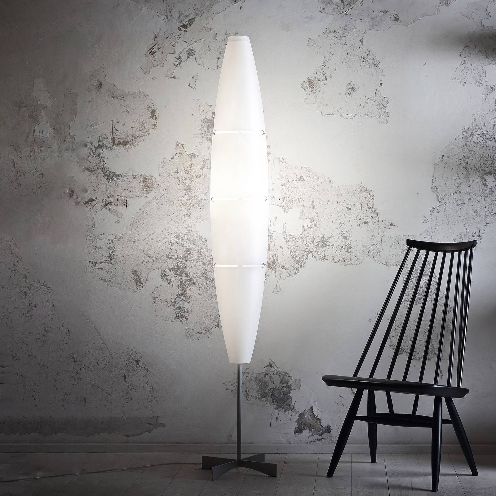 Foscarini Havana Stehleuchte mit Dimmer, alu/weiß von Foscarini