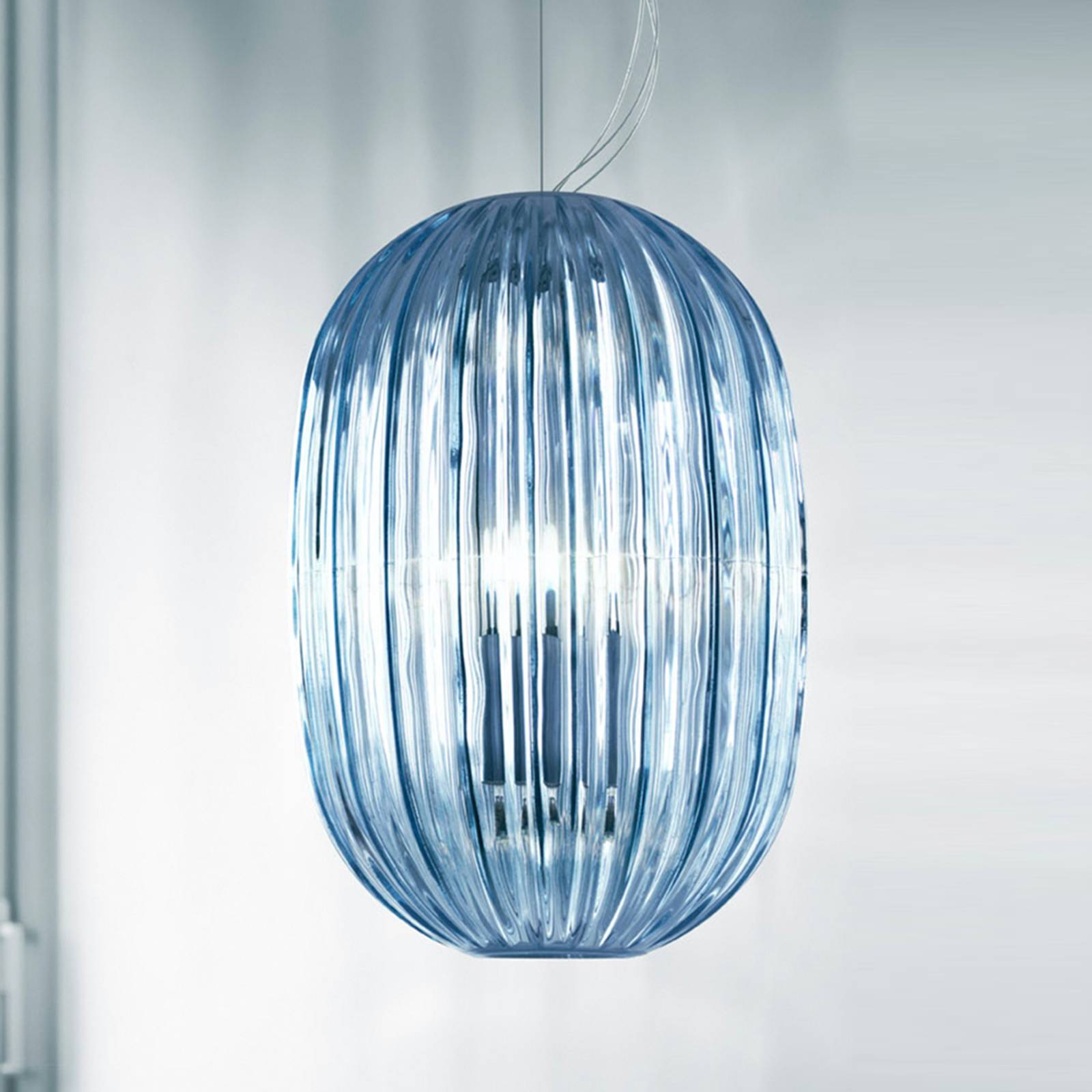 Foscarini Plass media Hängeleuchte E27, blau von Foscarini