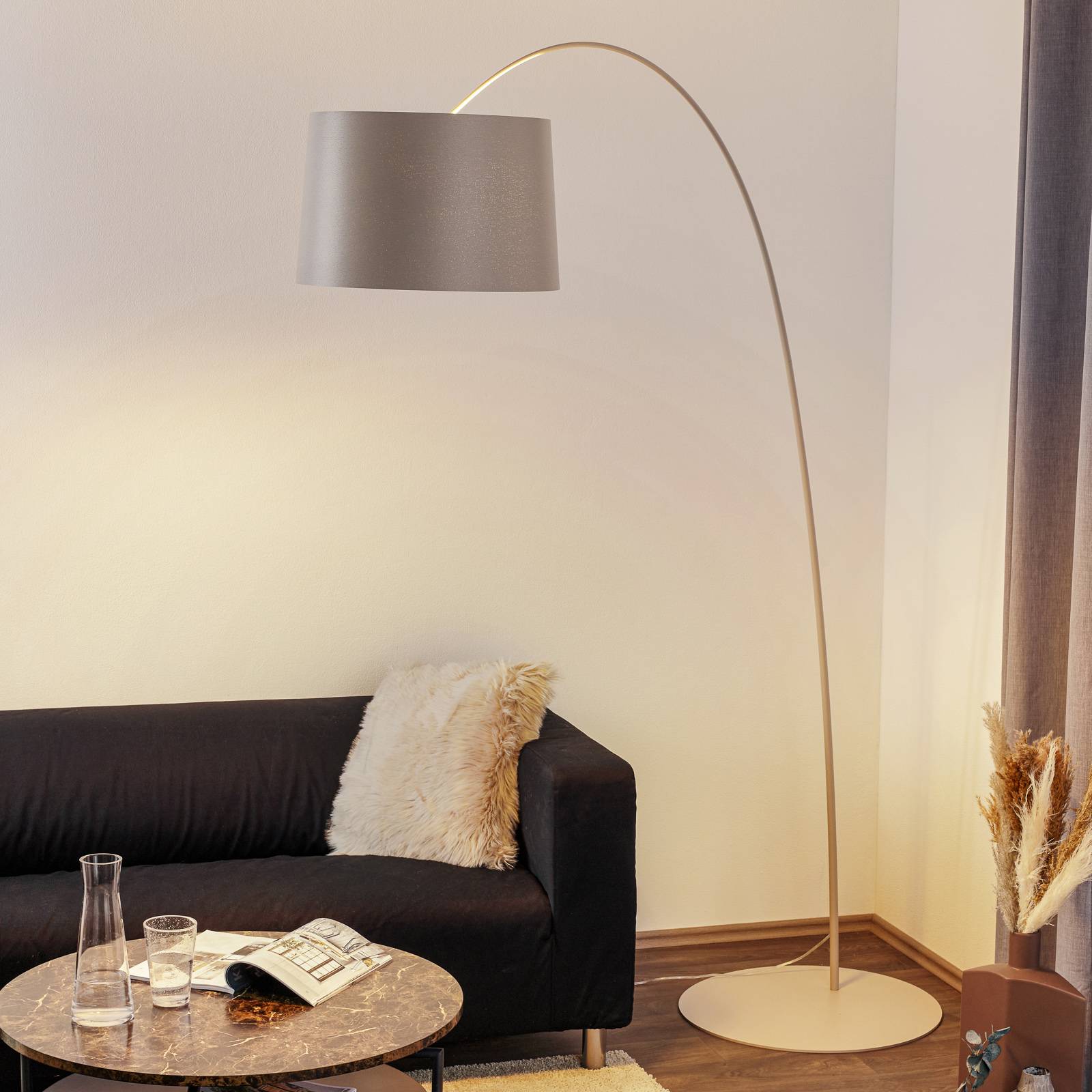 Foscarini Twiggy Bogenleuchte mit Dimmer, greige von Foscarini