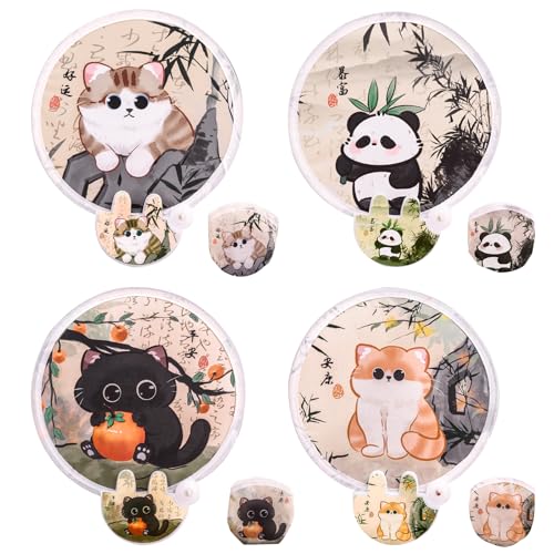 FOSDICK 4 Stück Fächer Rund Faltbar, Rund Handfächer, Cartoon Runde Fecher, Kätzchen Panda Motiv, Pop-Up-Fächer, Handfächer Faltbar für Kühlung, Hochzeit und Heim Dekoration, Reisen, Festival Party FOSDICK 4 Stück Fächer Rund Faltbar, Rund Handfächer, Cartoon Runde Fecher, Kätzchen Panda Motiv, Pop-Up-Fächer, Handfächer Faltbar für Kühlung, Hochzeit und Heim Dekoration, Reisen, Festival Party von FOSDICK