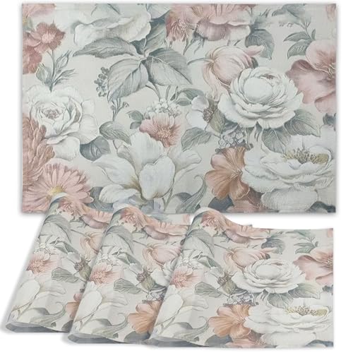 FOSDICK 4 Tischset Schmetterling Frühling Platzsets Abwaschbar, 45x30cm Blumen Platzdecken, Saisonaler Sommer Placemat, Tischsets Stoff Küche Tisch Dekoration Drinnen Urlaub Party Dekor von FOSDICK