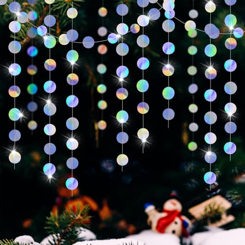 FOSDICK 65.6 Ft Runde Girlande Glitzer, Circle Dots Garland, Hängende Iridescent Runde Garland, Bunt Glitzer Dots Garlands, Runde Papiergirlande für Geburtstag Hochzeit Party Deko von FOSDICK