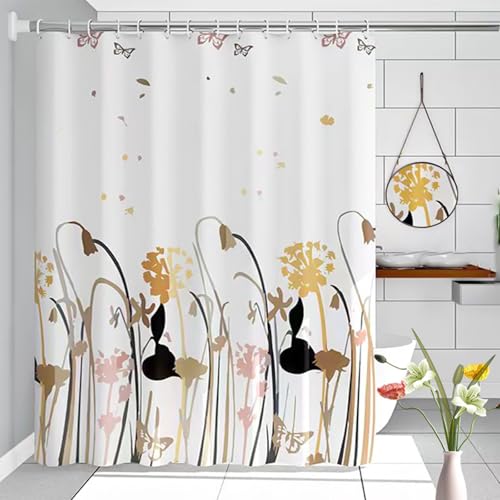 FOSDICK Blumen Duschvorhang mit 6 Haken, Duschvorhang Wasserdicht 100x200cm, Anti-Schimmel Duschrollo, PEVA Duschrollo mit öSen Und Duschvorhangringe für Badezimmer FOSDICK Blumen Duschvorhang mit 6 Haken, Duschvorhang Wasserdicht 100x200cm, Anti-Schimmel Duschrollo, PEVA Duschrollo mit öSen Und Duschvorhangringe für Badezimmer von FOSDICK