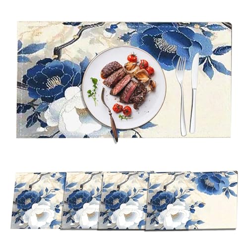 FOSDICK Blumen Platzsets 4er Set, Tischsets Abwaschbar, Platzdeckchen Stoff, HitzebestäNdig Platzdecken, Tischsets rutschfest 30x45cm für Küche, Restaurant, Bauernhaus, Urlaub, Party FOSDICK Blumen Platzsets 4er Set, Tischsets Abwaschbar, Platzdeckchen Stoff, HitzebestäNdig Platzdecken, Tischsets rutschfest 30x45cm für Küche, Restaurant, Bauernhaus, Urlaub, Party von FOSDICK