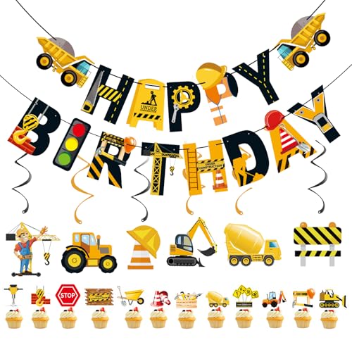 FOSDICK Happy Birthday Girlande, Baustellen Deko Kindergeburtstag, Geburtstagsdeko Junge, Baustelle Deko Geburtstag Set, Happy Birthday Deko, Girlande Geburtstag, Bagger Tortendeko, Deko Spiralen FOSDICK Happy Birthday Girlande, Baustellen Deko Kindergeburtstag, Geburtstagsdeko Junge, Baustelle Deko Geburtstag Set, Happy Birthday Deko, Girlande Geburtstag, Bagger Tortendeko, Deko Spiralen von FOSDICK