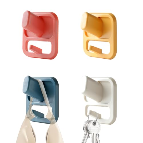 FOSDICK Klebehaken bunt, 5 Stück Haken selbstklebend,Garderobenhaken Ultra Stark,Klebehaken Extra Stark modern, stilvoll,Selbstklebende Haken,Duschhaken Ohne Bohren von FOSDICK