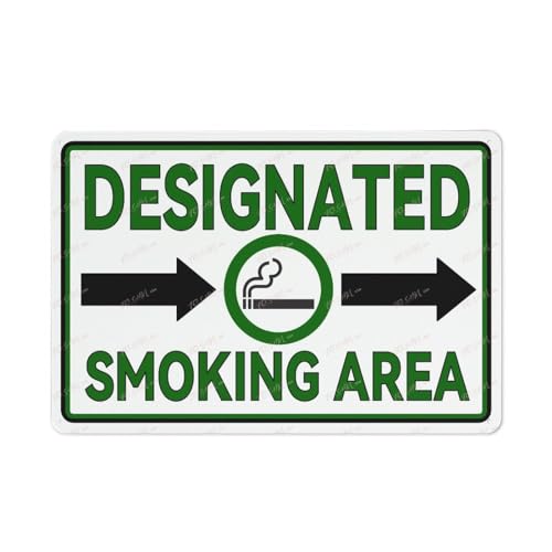 Aluminiumschild mit Aufschrift "Designated Smoking Area", Pfeil rechts, für drinnen und draußen, 30,5 x 20,3 cm Aluminiumschild mit Aufschrift "Designated Smoking Area", Pfeil rechts, für drinnen und draußen, 30,5 x 20,3 cm von FOSHIN
