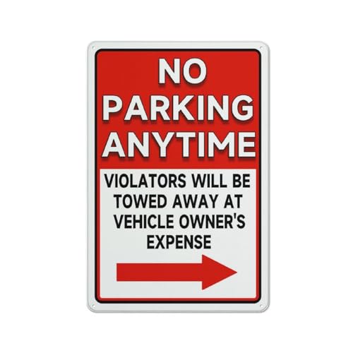 Aluminiumschild mit Aufschrift "No Parking Anytime Violators Will Be Towed", Pfeil rechts, für den Innen- und Außenbereich, 30,5 x 20,3 cm Aluminiumschild mit Aufschrift "No Parking Anytime Violators Will Be Towed", Pfeil rechts, für den Innen- und Außenbereich, 30,5 x 20,3 cm von FOSHIN