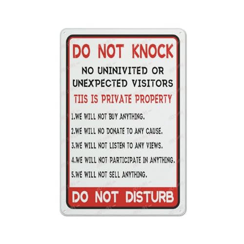 Blechschild "Vintagedo Not Knock No Visitors Private Property Do Not Disturb", Wandkunst, öffentliches Vintage-Retro-Blechschild, 20,3 x 30,5 cm Blechschild "Vintagedo Not Knock No Visitors Private Property Do Not Disturb", Wandkunst, öffentliches Vintage-Retro-Blechschild, 20,3 x 30,5 cm von FOSHIN