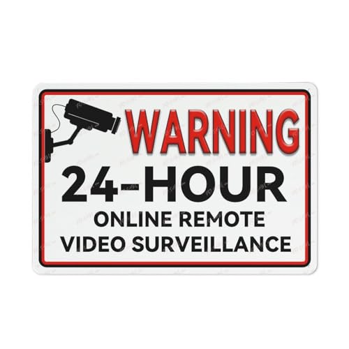 FOSHIN Aluminiumschild "24 Hour Online Remote Video Surveillance" für den Innen- und Außenbereich, 30,5 x 20,3 cm, Matel1 von FOSHIN