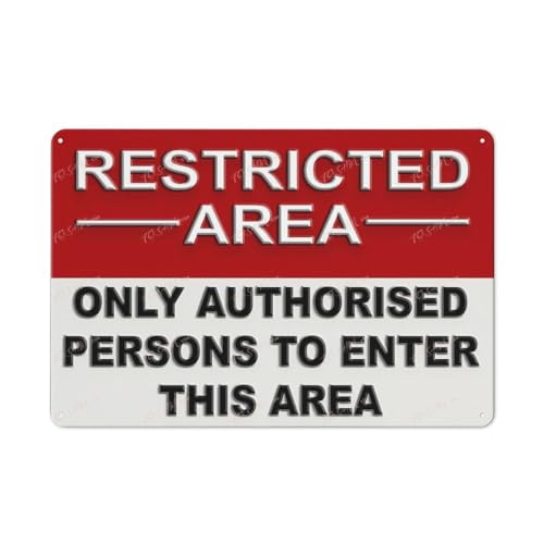 FOSHIN Blechschild, Vintage-Blechposter "Restricted Area Authorised Persons Only To Enter The Area", Aufkleber für den Innen- und Außenbereich, Sicherheitswarnschild, 30,5 x 20,3 cm, Acryl3 FOSHIN Blechschild, Vintage-Blechposter "Restricted Area Authorised Persons Only To Enter The Area", Aufkleber für den Innen- und Außenbereich, Sicherheitswarnschild, 30,5 x 20,3 cm, Acryl3 von FOSHIN
