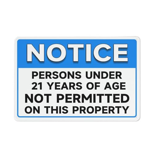 FOSHIN Metallschild, Aufschrift "Notice Person Under 21 Years Of Age Not Permitted On This ", Aluminiumschild, lichtbeständig, einfache Montage, für den Innen- und Außenbereich, 30,5 x 20,3 cm, Matel6 FOSHIN Metallschild, Aufschrift "Notice Person Under 21 Years Of Age Not Permitted On This ", Aluminiumschild, lichtbeständig, einfache Montage, für den Innen- und Außenbereich, 30,5 x 20,3 cm, Matel6 von FOSHIN