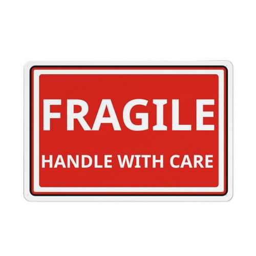 FOSHIN Metallschild "Fragile Handle With Care" Aluminiumschild für den Innen- und Außenbereich, 30,5 x 20,3 cm, Matel9 von FOSHIN