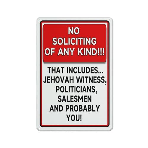 FOSHIN Metallschild "No Soliciting Any Kind This Includes Politicians Salesmn" und Aluminiumschild, lichtbeständig, einfache Montage, für den Innen- und Außenbereich, 30,5 x 20,3 cm, Matel10 FOSHIN Metallschild "No Soliciting Any Kind This Includes Politicians Salesmn" und Aluminiumschild, lichtbeständig, einfache Montage, für den Innen- und Außenbereich, 30,5 x 20,3 cm, Matel10 von FOSHIN