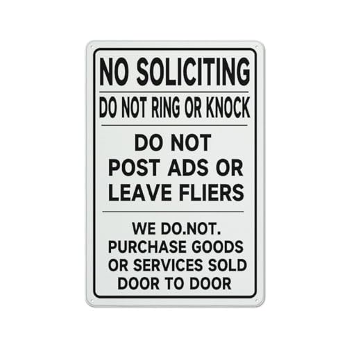 FOSHIN Metallschild "No Soliciting Do Not Knock Post Ads Leave Flyers Do Not 30,5 x 20,3 cm, Aluminium-Warnschilder für Eigentum, Geschäft, Hof, Haus, Büro, Matel5 FOSHIN Metallschild "No Soliciting Do Not Knock Post Ads Leave Flyers Do Not 30,5 x 20,3 cm, Aluminium-Warnschilder für Eigentum, Geschäft, Hof, Haus, Büro, Matel5 von FOSHIN