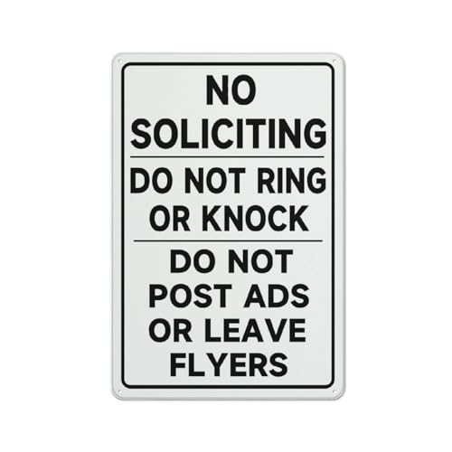FOSHIN Metallschild "No Soliciting Do Not Ring Knock Post Ads Leave Flyers", Metall, Aluminium, Metall, Warnschild, UV-beständig, wasserdicht, einfach zu installieren, für Haus und Geschäft, 30,5 x FOSHIN Metallschild "No Soliciting Do Not Ring Knock Post Ads Leave Flyers", Metall, Aluminium, Metall, Warnschild, UV-beständig, wasserdicht, einfach zu installieren, für Haus und Geschäft, 30,5 x von FOSHIN