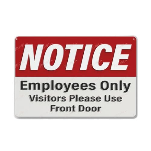FOSHIN Metallschild "Notice Employees Only Visitors" für den Innen- und Außenbereich, 30,5 x 20,3 cm, Acryl9 FOSHIN Metallschild "Notice Employees Only Visitors" für den Innen- und Außenbereich, 30,5 x 20,3 cm, Acryl9 von FOSHIN