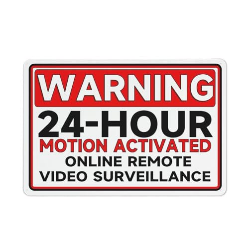 FOSHIN Metallschild "Online Video Surveillance 24 Hour Motion Activated", Aluminiumschild für den Innen- und Außenbereich, 30,5 x 20,3 cm, Matel1 von FOSHIN