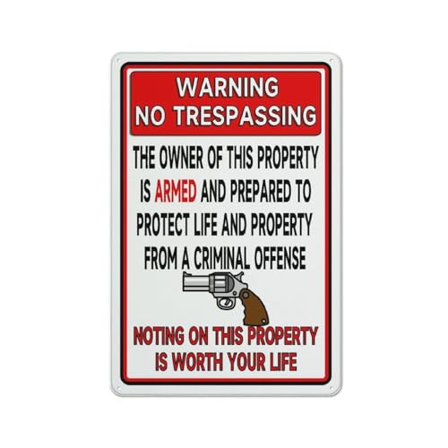 FOSHIN Metallschild "Owner Is Armed Prepared To Protect Not Worth Your Life", Metallschild, Aluminiumschild, für den Innen- und Außenbereich, 30,5 x 20,3 cm, Matel1 FOSHIN Metallschild "Owner Is Armed Prepared To Protect Not Worth Your Life", Metallschild, Aluminiumschild, für den Innen- und Außenbereich, 30,5 x 20,3 cm, Matel1 von FOSHIN