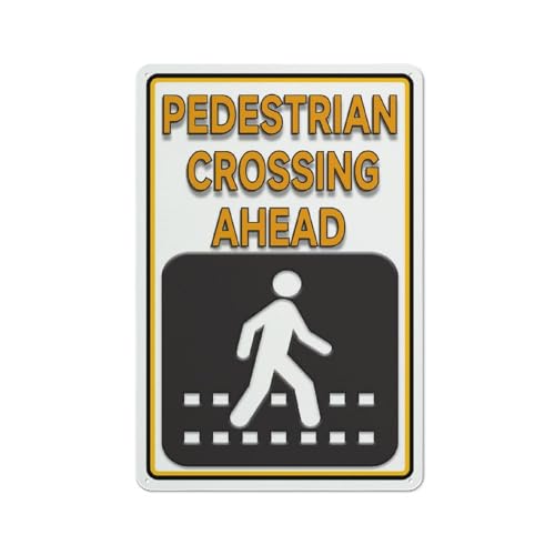 FOSHIN Metallschild "Pedestrian Crossing Ahead", Aluminiumschild für den Innen- und Außenbereich, Sicherheitswarnschild, 30,5 x 20,3 cm, Matel9 von FOSHIN