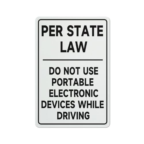 FOSHIN Metallschild "Per State Law Do Not Use Electronic Devices While Driving", Aluminiumschild, lichtbeständig, einfache Montage, für den Innen- und Außenbereich, 30,5 x 20,3 cm, Matel6 FOSHIN Metallschild "Per State Law Do Not Use Electronic Devices While Driving", Aluminiumschild, lichtbeständig, einfache Montage, für den Innen- und Außenbereich, 30,5 x 20,3 cm, Matel6 von FOSHIN