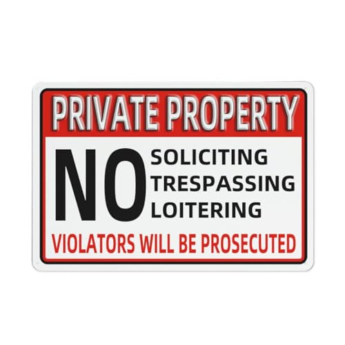 FOSHIN Metallschild "Private Property No Soliciting Trespassing" Loitering Blechschild für Schlafzimmer, Restaurant, Club, Bar, perfektes Poster oder Geschenkidee für Heimdekoration, 20,3 x 30,5 cm FOSHIN Metallschild "Private Property No Soliciting Trespassing" Loitering Blechschild für Schlafzimmer, Restaurant, Club, Bar, perfektes Poster oder Geschenkidee für Heimdekoration, 20,3 x 30,5 cm von FOSHIN