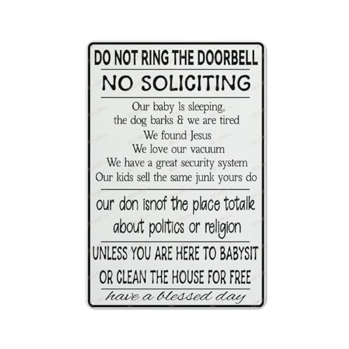 FOSHIN Metallschild mit Aufschrift "Do Not Ring Bell No Soliciting Baby Sleeping", lustiges Aluminiumschild, für den Innen- und Außenbereich, 30,5 x 20,3 cm, Matel8 von FOSHIN